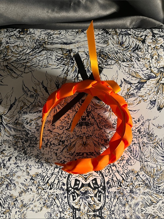 Other - Designer Orange Braided Satin Headband with Ribbon Accent